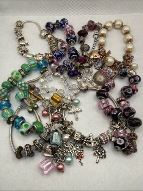 ⭐️ 10 Charm Bracelets wear and parts as mixed beads wear art harvest parts